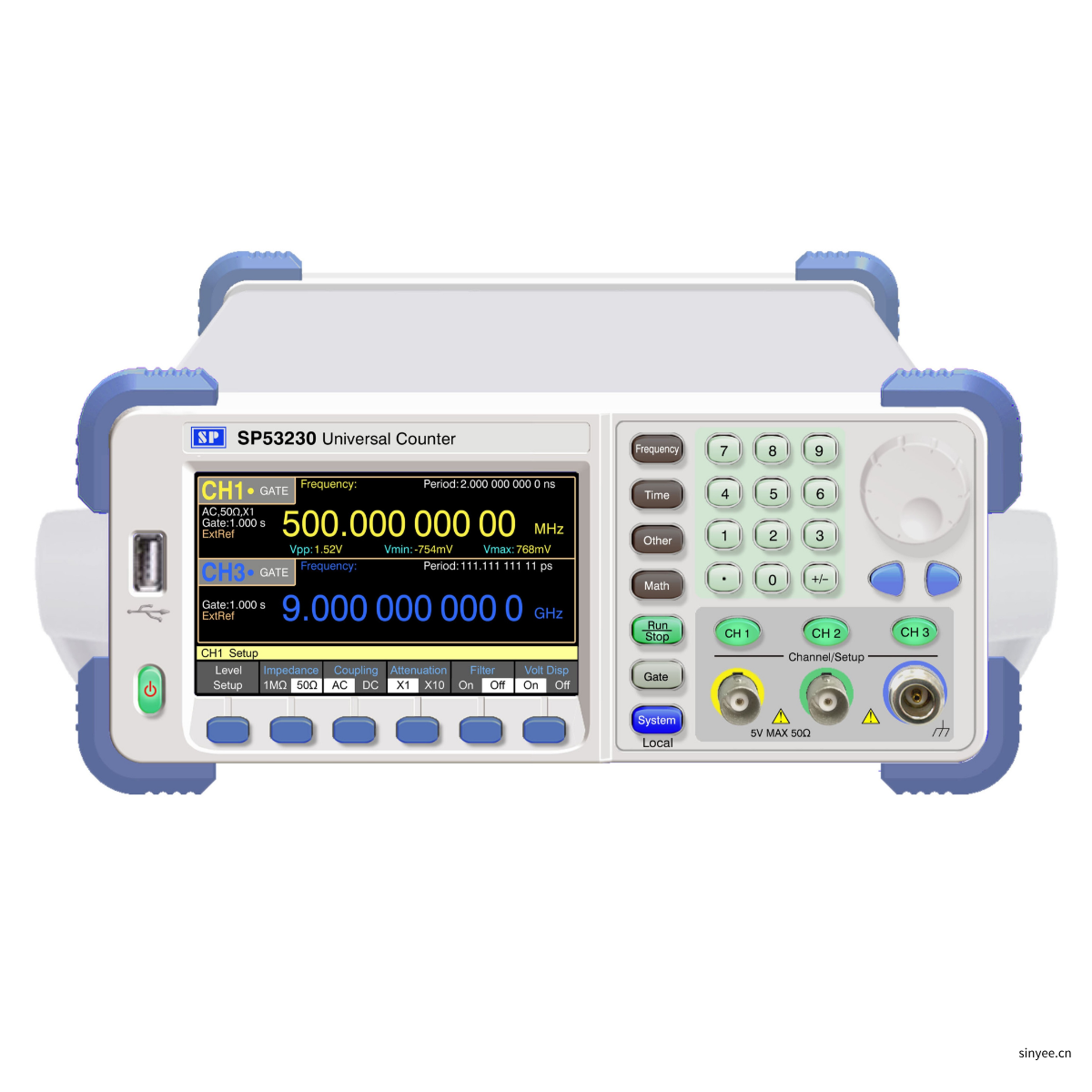 SP53230通用頻率計數(shù)器11位雙路0.14mHz~500MHz/1.5GHz/2.5GHz/3GHz/6GHz/9G
